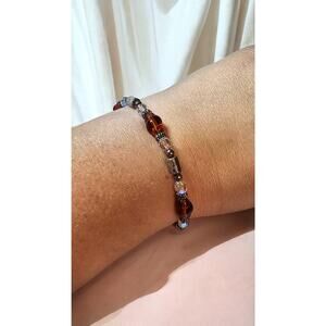 Beautiful AB Crystal and Brown Beaded Bracelet